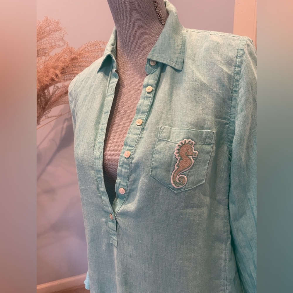 Lilly Pulitzer 100% linen mint green shirt. Size 2